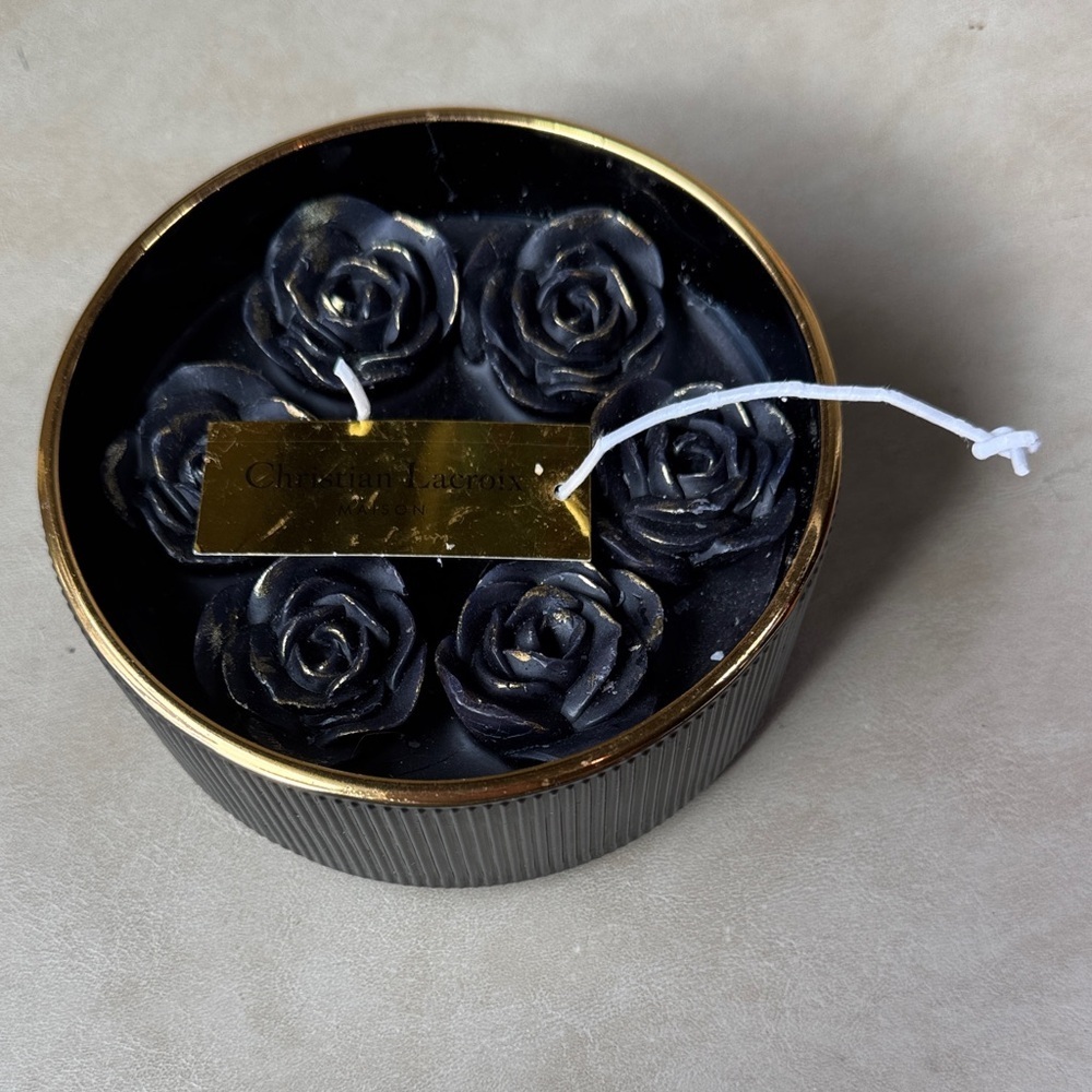 Christian Lacroix Black and Gold Midnight Garden Rose Candle Set 7.8oz
